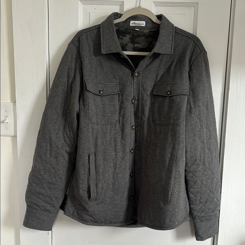 Gray Quilted Button-Up Jacket